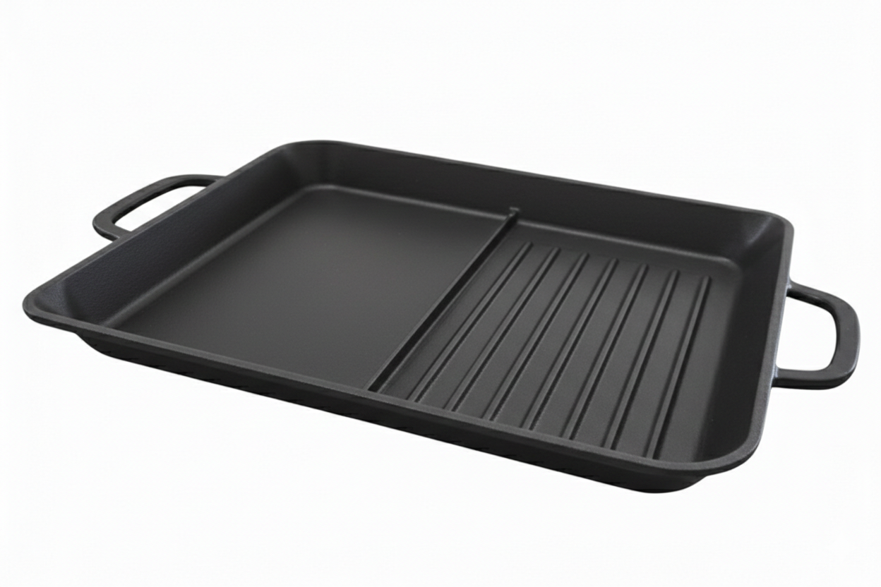 Hecha Enameled Cast Iron Hybrid Griddle Pans
