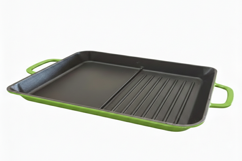 Hecha Enameled Cast Iron Hybrid Griddle Pans