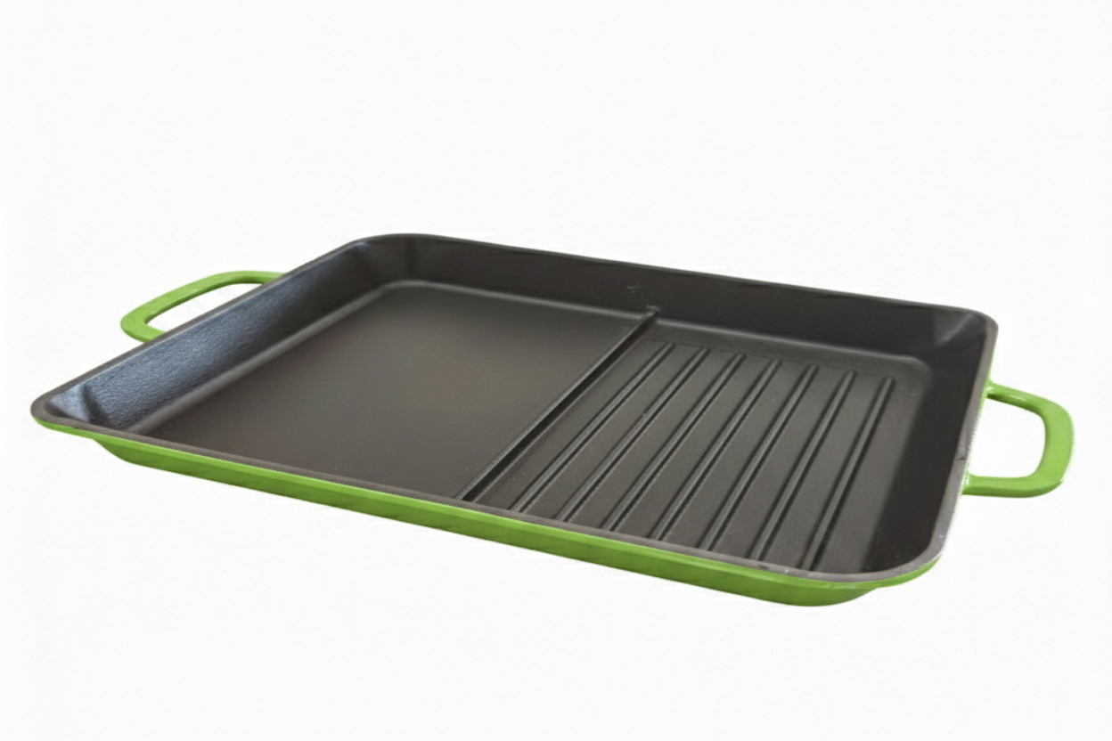 Hecha Enameled Cast Iron Hybrid Griddle Pans