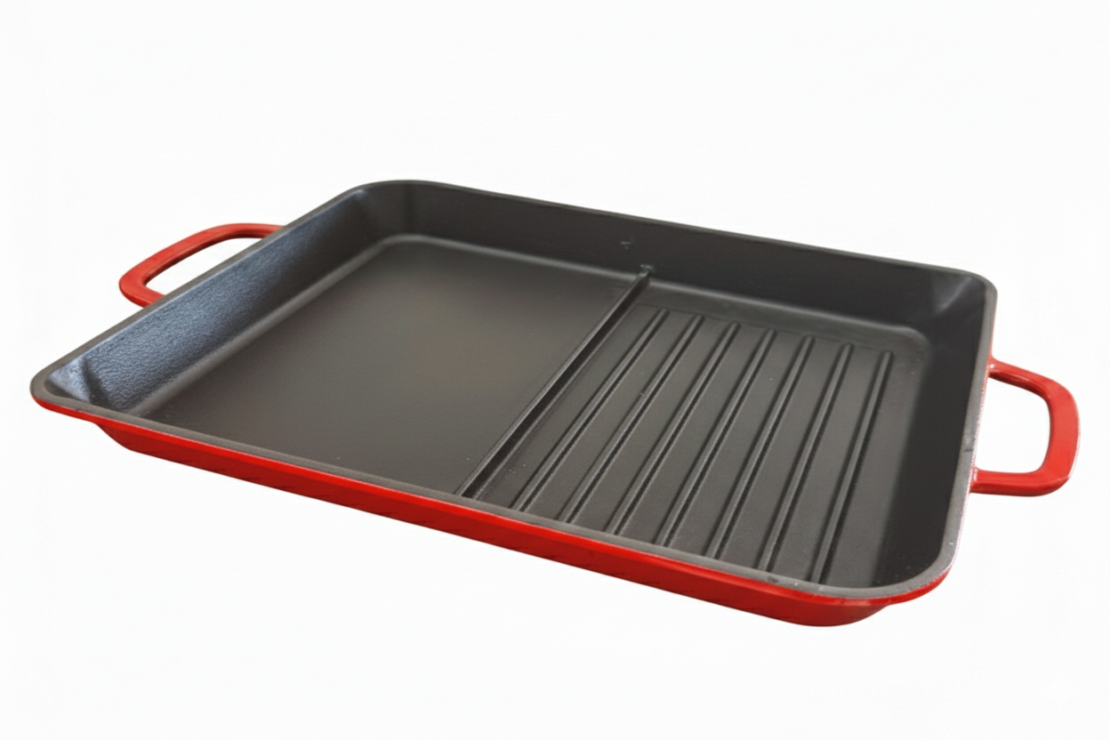 Hecha Enameled Cast Iron Hybrid Griddle Pans