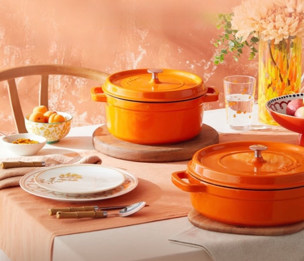 Hecha Enameled Cast Iron Round Shallow Dutch Ovens