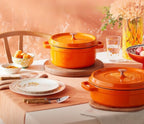 Hecha Enameled Cast Iron Round Shallow Dutch Ovens