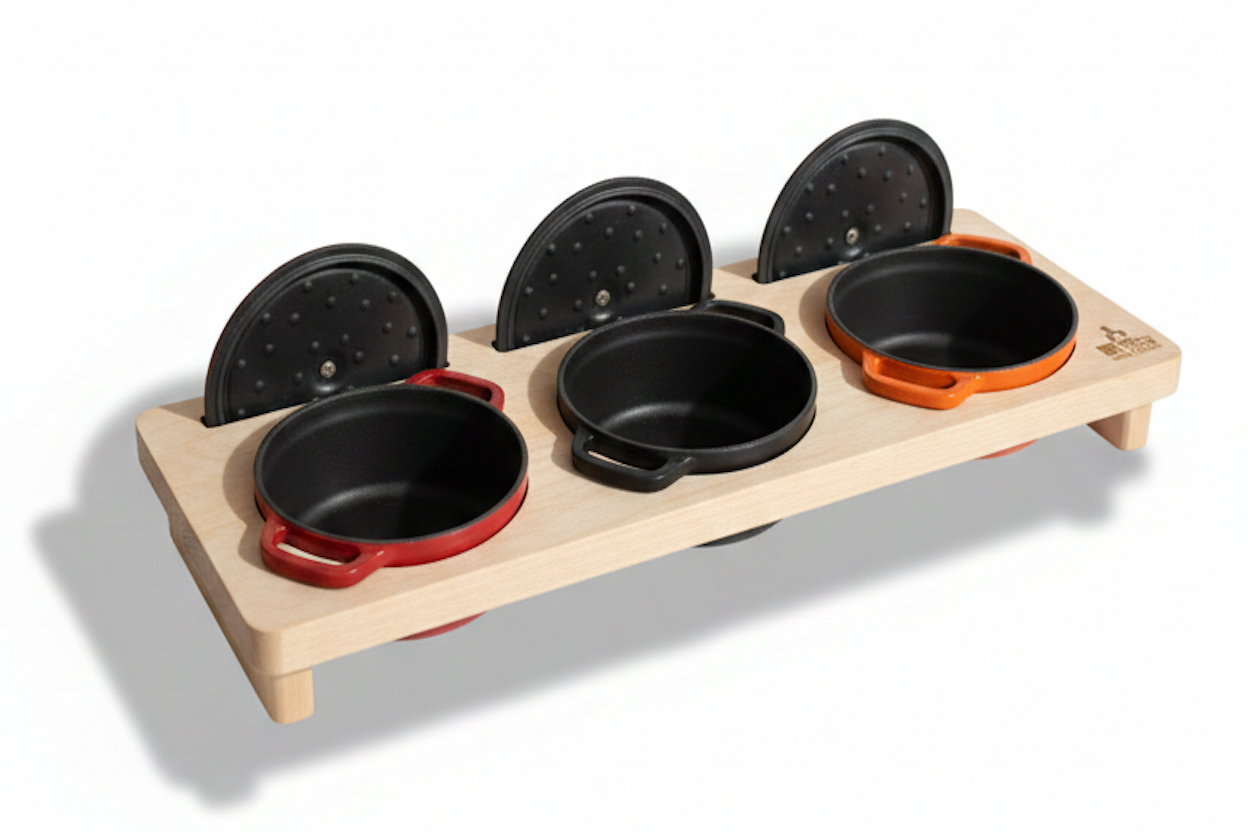 Hecha Tabletop Wood Pot Stands for Mini Cocottes