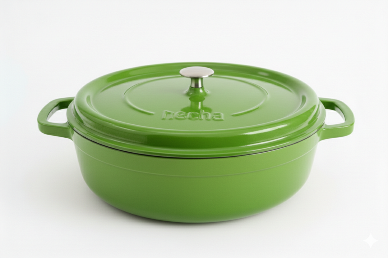 Hecha Enameled Cast Iron Round Shallow Dutch Ovens