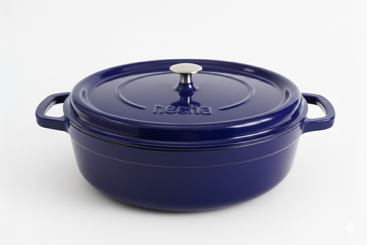 Hecha Enameled Cast Iron Round Shallow Dutch Ovens
