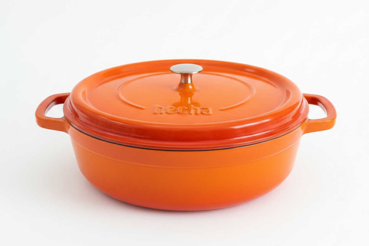 Hecha Enameled Cast Iron Round Shallow Dutch Ovens