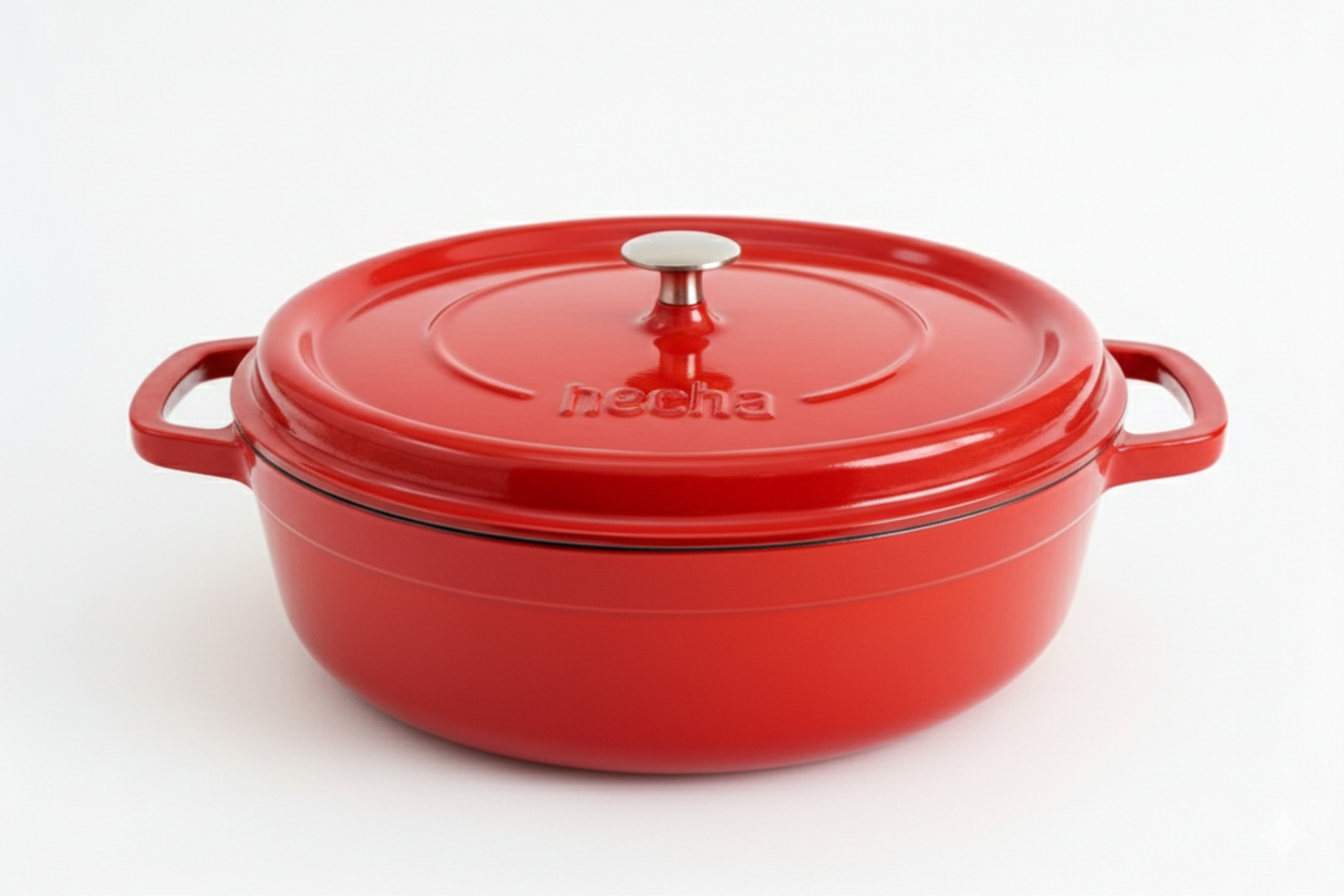 Hecha Enameled Cast Iron Round Shallow Dutch Ovens