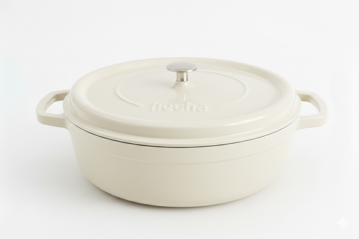 Hecha Enameled Cast Iron Round Shallow Dutch Ovens