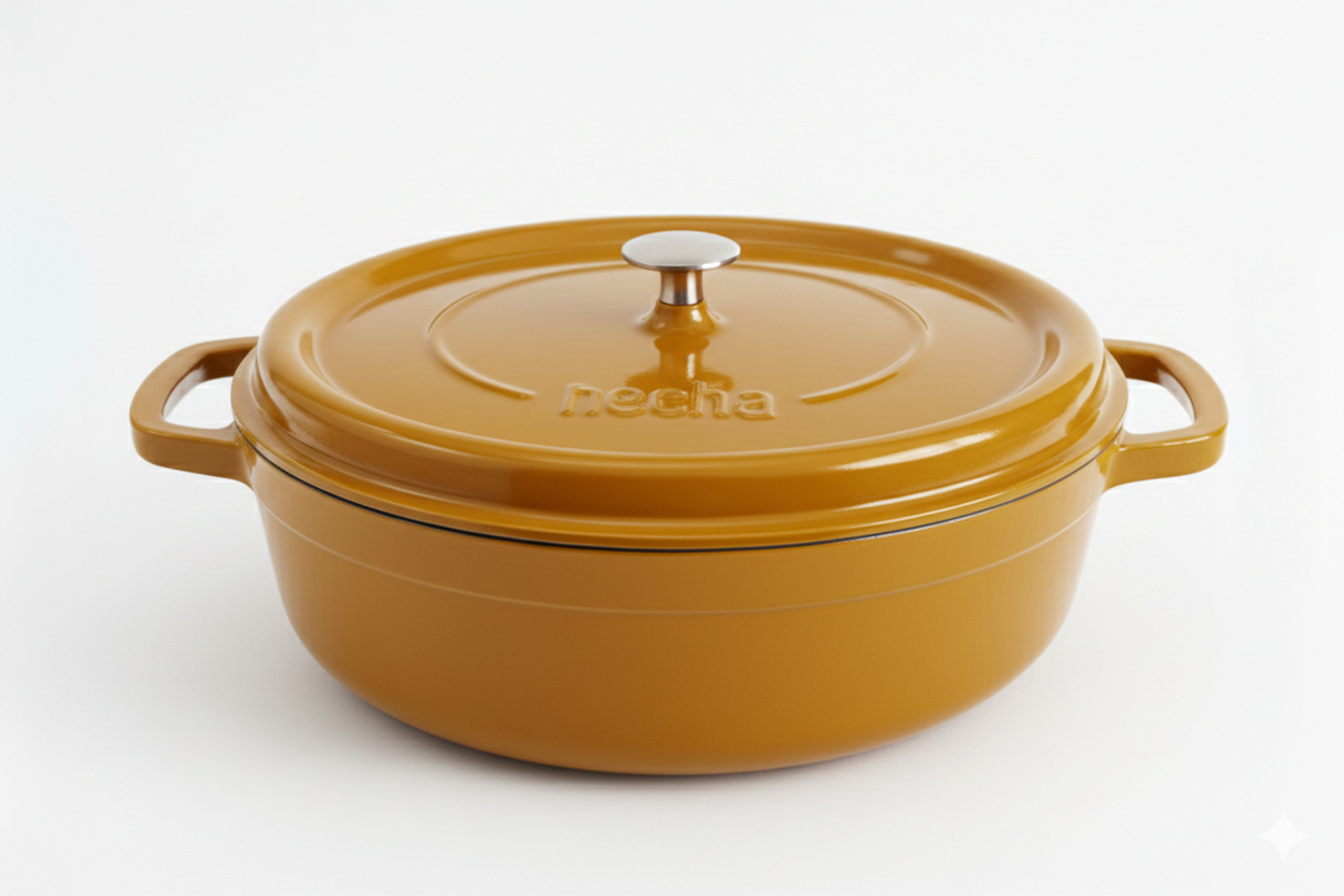 Hecha Enameled Cast Iron Round Shallow Dutch Ovens