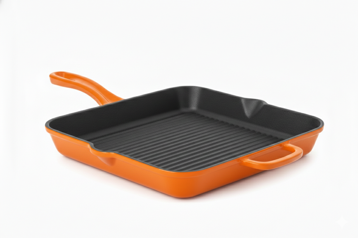 Hecha Enameled Cast Iron Square Grill Pans 11"