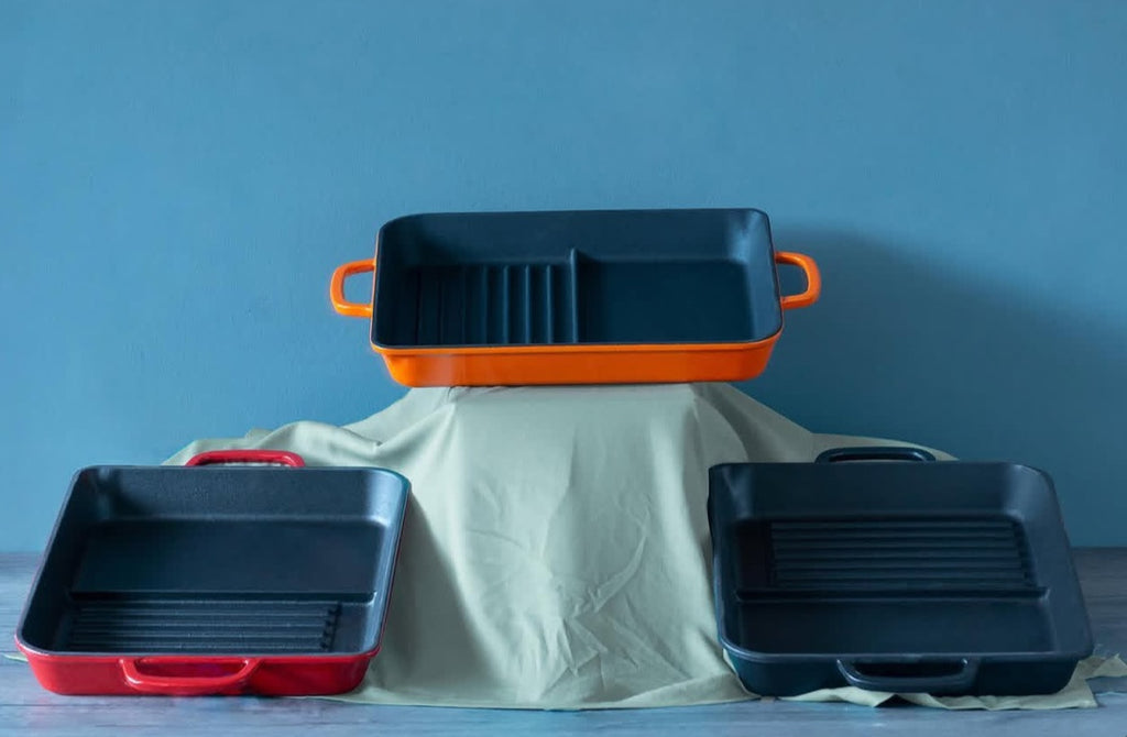 Hecha Enameled Cast Iron Hybrid Griddle Pans