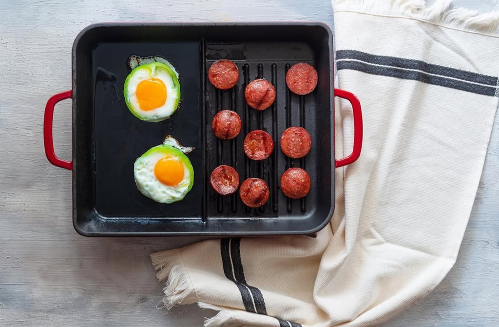 Hecha Enameled Cast Iron Hybrid Griddle Pans