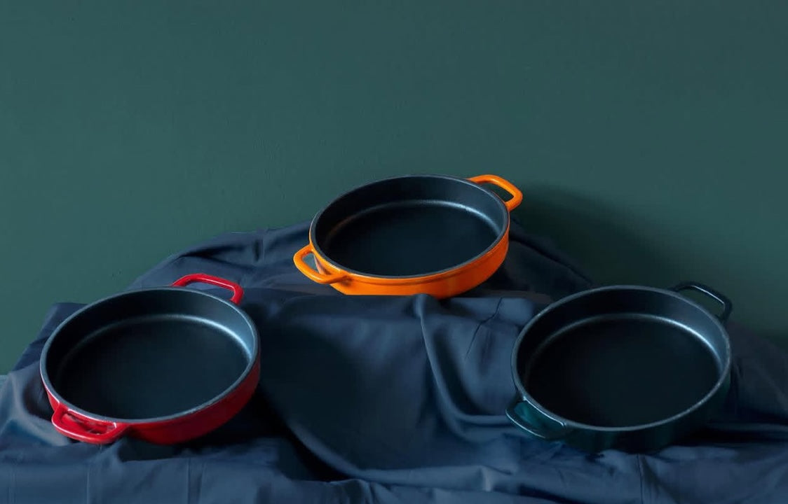 Hecha Enameled Cast Iron Dual Handle Fry (Saute) Pans 8.5"