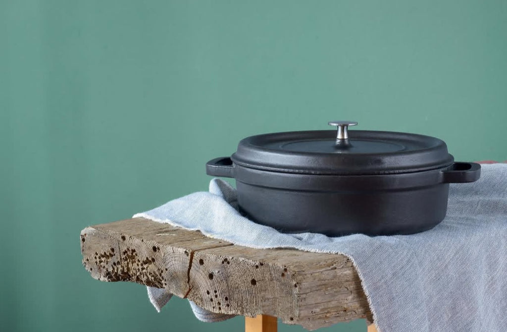 Hecha Enameled Cast Iron Round Shallow Dutch Ovens