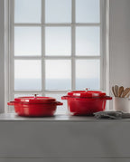 Hecha Enameled Cast Iron Round Shallow Dutch Ovens