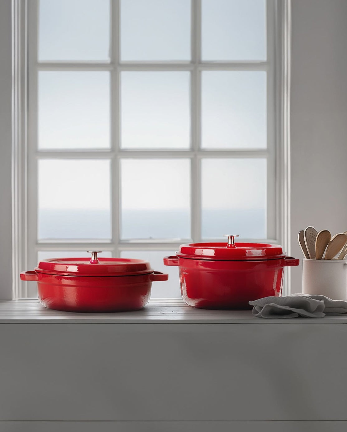 Hecha Enameled Cast Iron Round Shallow Dutch Ovens