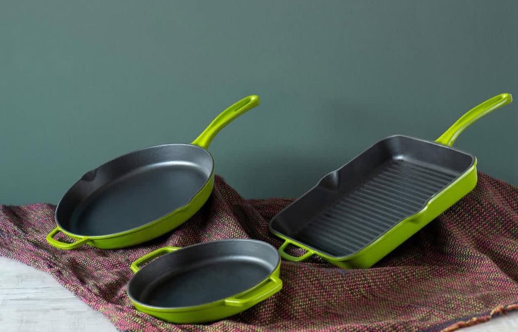 Hecha Enameled Cast Iron Square Grill Pans 11"